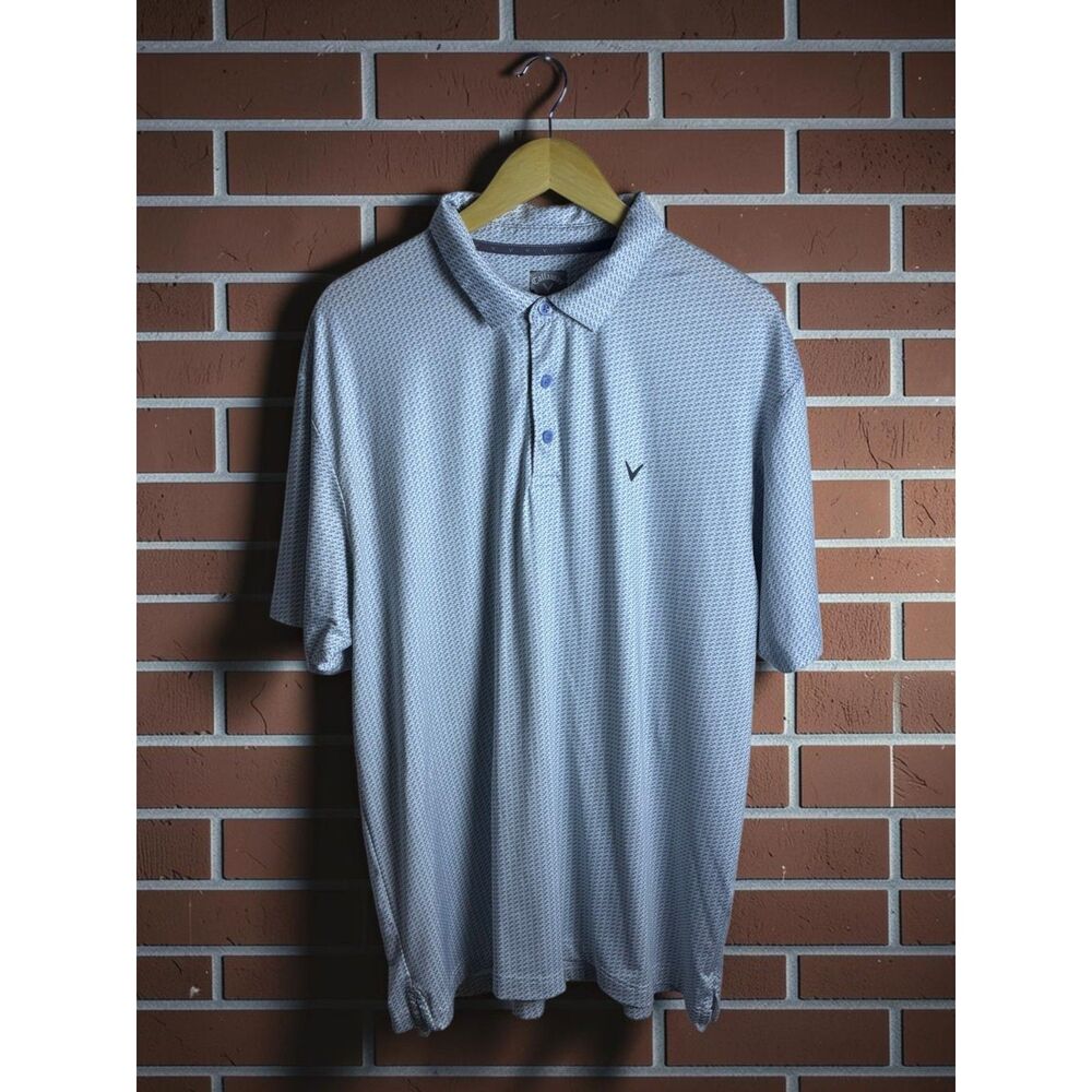 Callaway Golf Performance Polo Shirt Men's XL Gray Geometric Print Short Sleeve